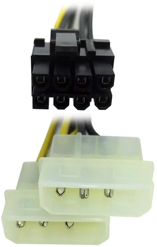 Alt view image 4 of 4 - BUCIER (3-Pack Molex to 6 Pin 8 Pin GPU Power Adapter, 8 Pin (6+2) Male PCI Express to 2X Molex PCIe Power Adapter Cable 9-inch(23cm)