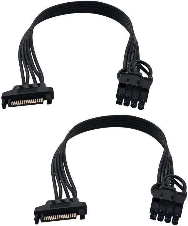 Main image of BUCIER SATA to 8 Pin GPU Power Adapter, SATA to 8 Pin (6+2) PCIe Graphics Card Power Supply Cable 9-inch (Pack of 2)