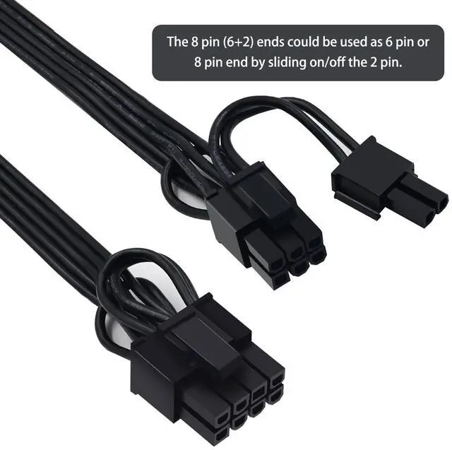 Alt view image 3 of 5 - BUCIER SATA to 8 Pin GPU Power Adapter, SATA to 8 Pin (6+2) PCIe Graphics Card Power Supply Cable 9-inch (Pack of 2)