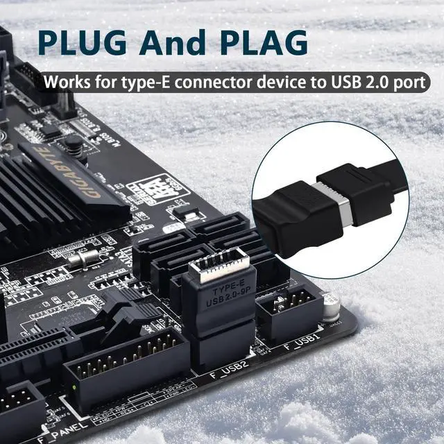 Alt view image 6 of 6 - BUCIER USB 2.0 to USB 3.2 Gen 1 Header Extension Adapter for Mainboard with Type E Key-A Female Front Panel Socket to 9 Pin Header Internal Conversion Adapter Black
