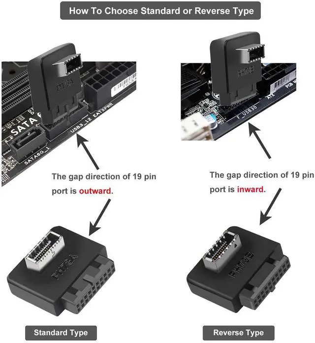 Alt view image 4 of 4 - BUCIER USB 3.2 Gen 1 to USB 3.2 Gen 2 Header Adapter, USB 3.1 Type-E Key-A to USB 3.0 20 Pin Header Converter for Type C Motherboard (Reverse Type)