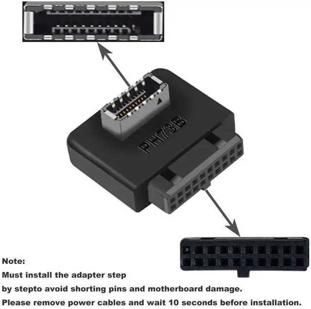 Alt view image 2 of 4 - BUCIER USB 3.2 Gen 1 to USB 3.2 Gen 2 Header Adapter, USB 3.1 Type-E Key-A to USB 3.0 20 Pin Header Converter for Type C Motherboard (Reverse Type)