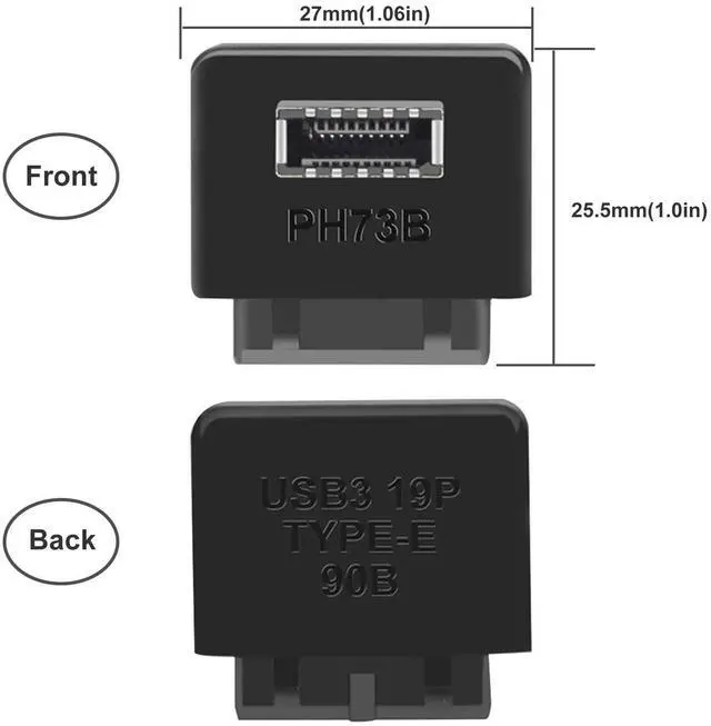 Alt view image 3 of 4 - BUCIER USB 3.2 Gen 1 to USB 3.2 Gen 2 Header Adapter, USB 3.1 Type-E Key-A to USB 3.0 20 Pin Header Converter for Type C Motherboard (Reverse Type)