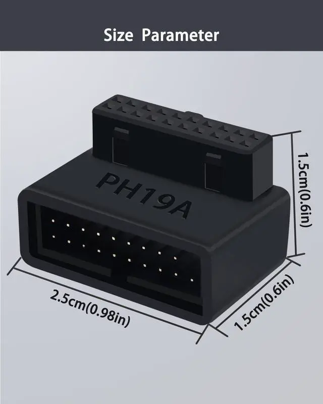 Alt view image 5 of 5 - BUCIER USB 3.0 90 Degree Motherboard Adapter, 19Pin Male to Female L Turn Right Angle Extension Power Adapter for Desktop Motherboard Internal Header Up AngledPack of 2