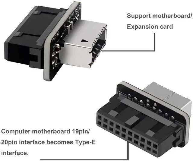 Alt view image 2 of 6 - BUCIER USB 3.2 Gen 1 to USB 3.2 Gen 2 Header Adapter, USB 3.1 Type-E Key-A to USB 3.0 20 Pin Header Converter for Type C Motherboard (Vertical Type)