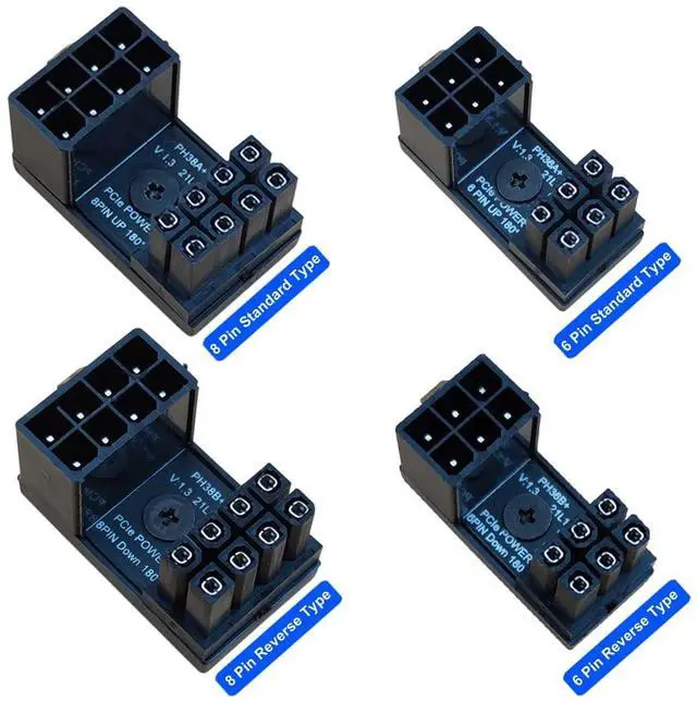 Alt view image 2 of 4 - BUCIER 8 Pin 6 Pin 180 Degree Adapter, GPU VGA PCIe 8 Pin 6 Pin U Turn 180 Degree Angle Connector Power Adapter Board for Desktop Graphics Card 4pcs