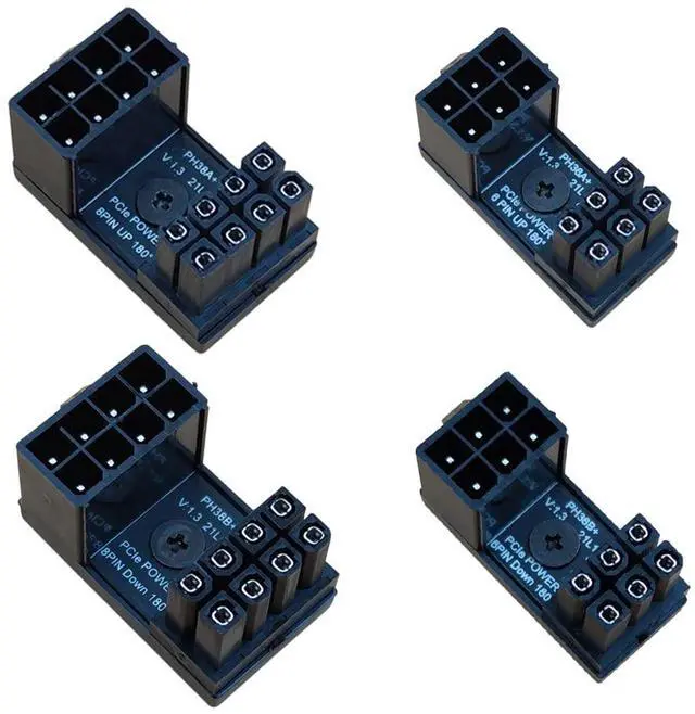 Main image of BUCIER 8 Pin 6 Pin 180 Degree Adapter, GPU VGA PCIe 8 Pin 6 Pin U Turn 180 Degree Angle Connector Power Adapter Board for Desktop Graphics Card 4pcs