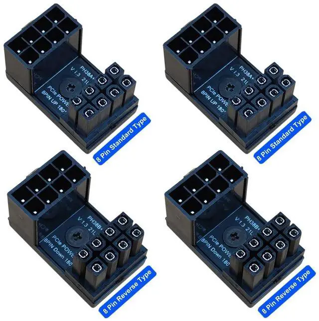 Alt view image 2 of 4 - BUCIER 8 Pin 180 Degree Adapter, GPU VGA PCIe 8 Pin U Turn 180 Degree Angle Connector Power Adapter Board for Desktop Graphics Card  4pcs