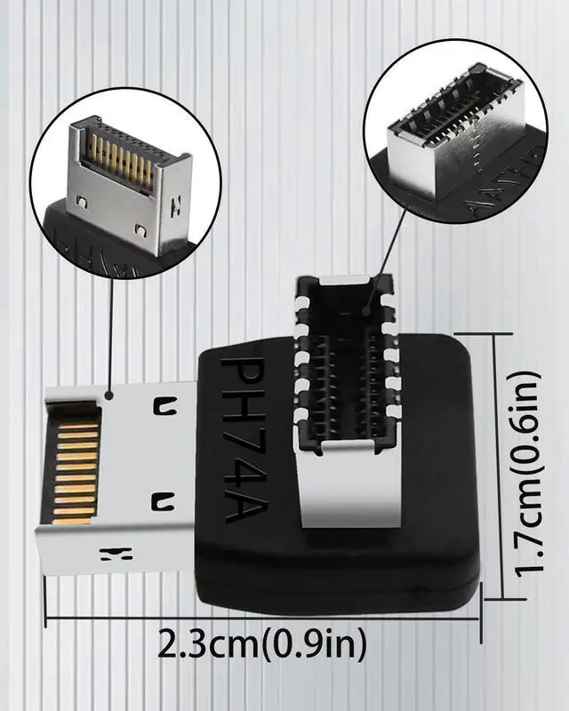 Alt view image 5 of 6 - BUCIER USB C Motherboard AdapterUSB 3.2 Type E 90 Degree Front Panel Internal Connector Header Converter for Motherboard Black C