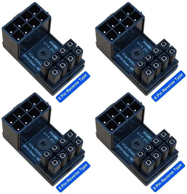 Alt view image 2 of 5 - BUCIER 4-Pack 8 Pin 180 Degree Adapter, Reverse Type GPU VGA PCIe 8 Pin U Turn 180 Degree Angle Connector Power Adapter Board for Desktop Graphics Card