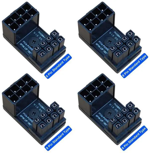 Alt view image 2 of 5 - BUCIER 4-Pack 8 Pin 180 Degree Adapter, Standard Type GPU VGA PCIe 8 Pin U Turn 180 Degree Angle Connector Power Adapter Board for Desktop Graphics Card