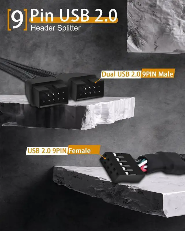 Alt view image 2 of 7 - BUCIER USB Header Splitter, Motherboard 9 Pin USB 2.0 to Dual 9 Pin Extension Header Cable for PC Computer Internal Motherboard USB Hub (Pack of 2)