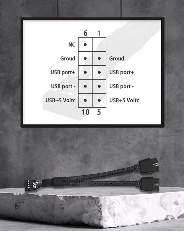 Alt view image 4 of 7 - BUCIER USB Header Splitter, Motherboard 9 Pin USB 2.0 to Dual 9 Pin Extension Header Cable for PC Computer Internal Motherboard USB Hub (Pack of 2)