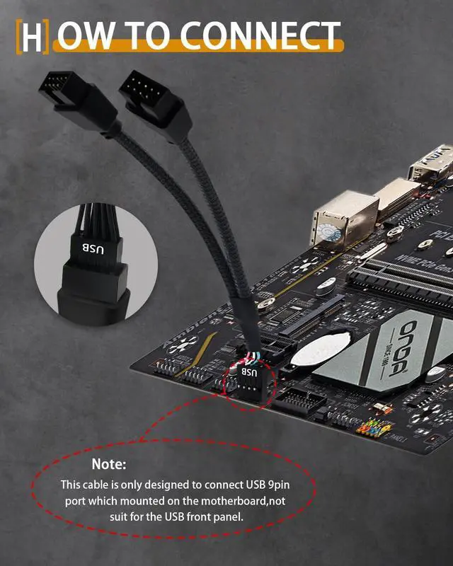Alt view image 6 of 7 - BUCIER USB Header Splitter, Motherboard 9 Pin USB 2.0 to Dual 9 Pin Extension Header Cable for PC Computer Internal Motherboard USB Hub (Pack of 2)