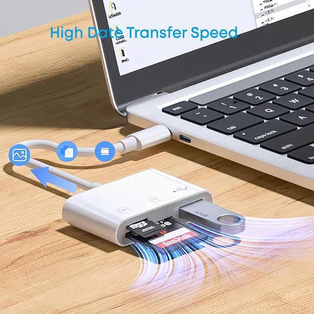 Alt view image 3 of 7 - USB C SD/TF Card Reader Type-C Camera Adapter - 3 in 1 USB C to TF/SD/USB Disk Camera Memory Reader Adapter for iPhone15/15Pro and Above/iPad Pro/MacBook Pro/iMac/Samsung/Chromebook/Pixelbook More