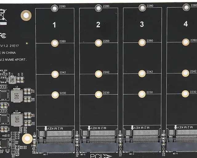 Alt view image 3 of 7 - BUCIER M.2 PCIE Adapter Card, 4 Port M.2 NVMe SSD to PCIE X16 M Key Hard Drive Converter Reader Expansion Card PC Internal Expansion Card Pcie Nvme Adapter (ph44)