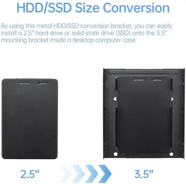 Alt view image 3 of 7 - BUCIER 2 Pack Double-Deck SSD Mounting Bracket SSD Adapter 2.5" to 3.5" Hard Drive with SATA Cable and Power Splitter Cable Metal SSD HDD Holder Compatible with 2.5 to 3.5 Drive Bay