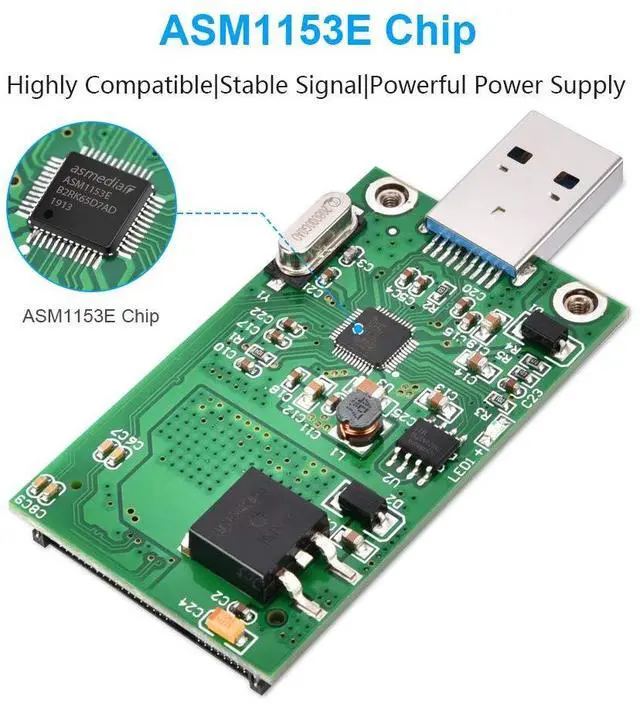Alt view image 3 of 6 - BUCIER mSATA to USB 3.0 Adapter - Mini SATA Converter as Portable Flash Drive External Hard Drive (No Cable Needed)