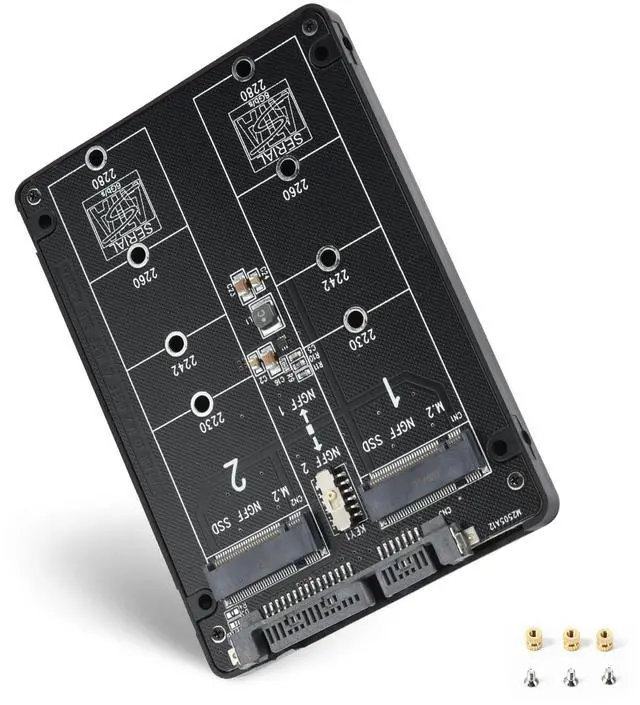 Main image of BUCIER M.2 SATA NGFF to SATA Adapter (Not Support NVME/ M.2 PCIE) 6Gbps Dual NGFF MSATA B Key/ B&M Key SSD to 2.5" III Converter Adapter Max 4TB Support 2230 2242 2260 2280 SSDs