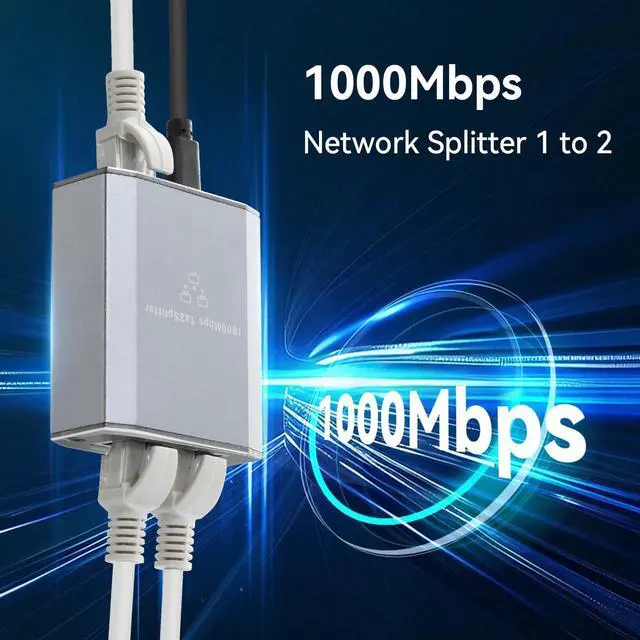 Alt view image 3 of 7 - BUCIER Ethernet Splitter 1 to 2, 1000Mbps High Speed Gigabit Network Switch with USB-C Power Cable, 2 Port LAN Internet Splitter for PC Laptop PS5 Xbox Router TV, 2 Devices Simultaneously Networking