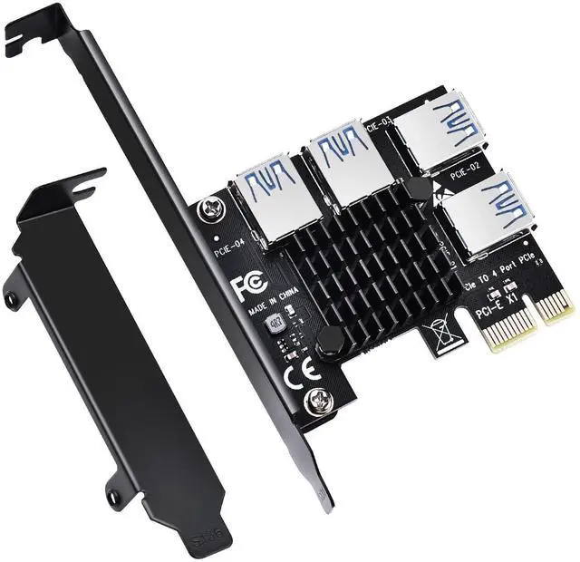 Main image of BUCIER PCIE 1 to 4 Ports PCI Express 16X Slots Riser Card USB 3.0 PCI-E Adapter Board Multiplier Port GPU Extender Miner Riser Card for BTC Bitcoin Miner Mining