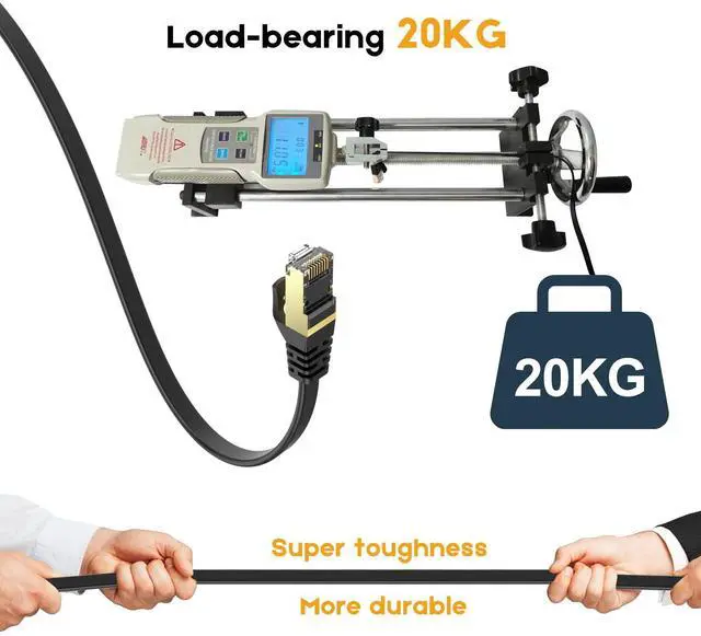 Alt view image 5 of 7 - BUCIERCAT8 Ethernet Cable 25 ft High Speed, Shielded Flat Internet Cable with Clips, for Router/Gaming/Modem - Black