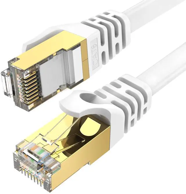 Main image of BUCIER CAT8 Ethernet Cable 3 ft High Speed, Shielded Flat Internet Cable with Gold-Plated RJ45 Connectors, for Router/Gaming/Modem - White