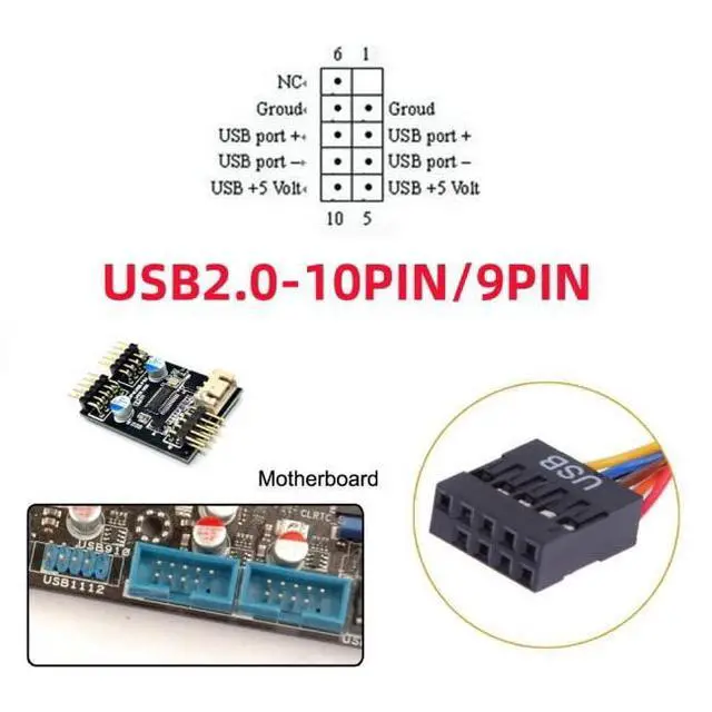 Alt view image 2 of 7 - BUCIER USB 10 Pin 9Pin Motherboard Female Header to Dual USB 2.0 Female Adapter Cable 50cm