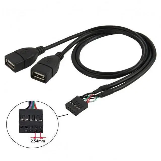 Alt view image 3 of 7 - BUCIER USB 10 Pin 9Pin Motherboard Female Header to Dual USB 2.0 Female Adapter Cable 50cm