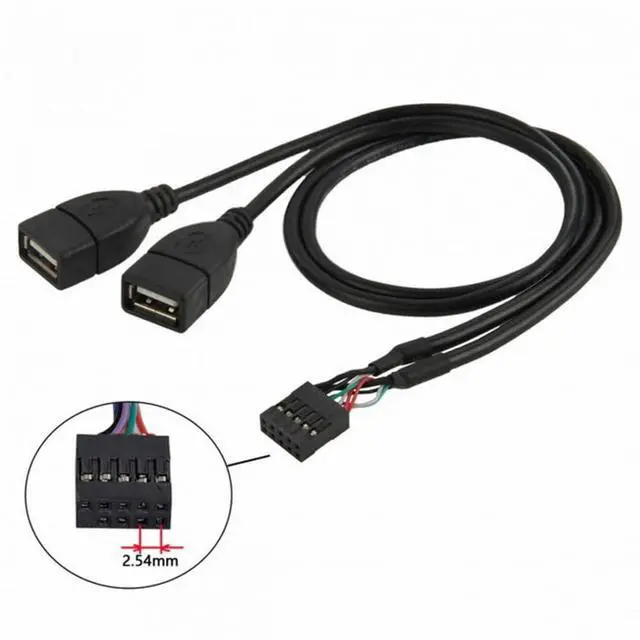 Alt view image 5 of 7 - BUCIER USB 10 Pin 9Pin Motherboard Female Header to Dual USB 2.0 Female Adapter Cable 50cm