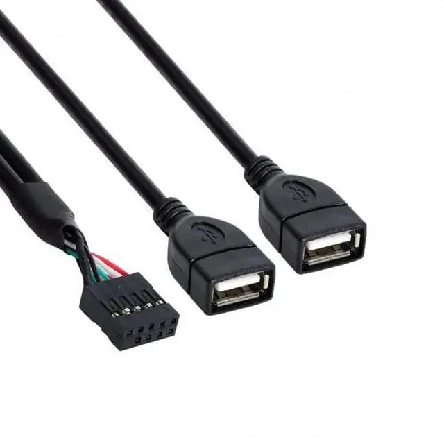 Alt view image 7 of 7 - BUCIER USB 10 Pin 9Pin Motherboard Female Header to Dual USB 2.0 Female Adapter Cable 50cm
