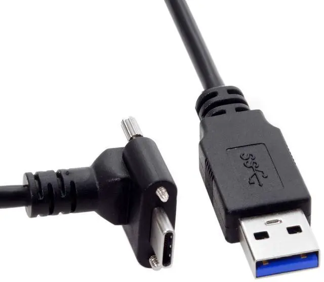 Alt view image 2 of 7 - BUCIER Down Up Angled USB 3.1 Type-C Dual Screw Locking to Standard USB3.0 Data Cable 90 Degree Compatible for Camera 120cm