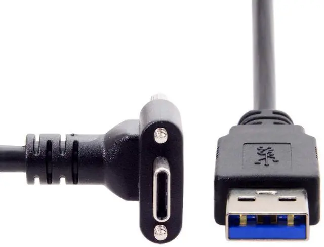 Alt view image 3 of 7 - BUCIER Down Up Angled USB 3.1 Type-C Dual Screw Locking to Standard USB3.0 Data Cable 90 Degree Compatible for Camera 120cm