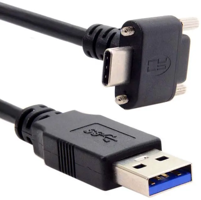 Alt view image 7 of 7 - BUCIER Down Up Angled USB 3.1 Type-C Dual Screw Locking to Standard USB3.0 Data Cable 90 Degree Compatible for Camera 120cm