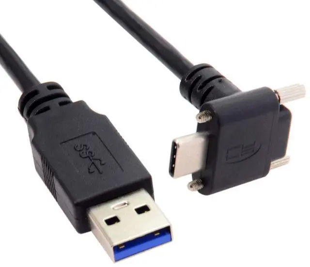 Alt view image 7 of 7 - BUCIER Down Up Angled USB 3.1 Type-C Dual Screw Locking to Standard USB3.0 Data Cable 90 Degree Compatible for Camera (3.0M)