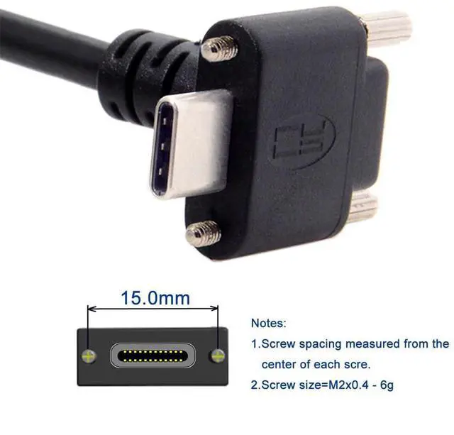 Alt view image 3 of 7 - BUCIER Down Up Angled USB 3.1 Type-C Dual Screw Locking to Standard USB3.0 Data Cable 90 Degree Compatible for Camera (2.0M)