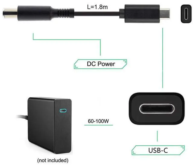 Alt view image 5 of 7 - BUCIER Type C USB-C Input to 20V DC 5.5 2.1mm Power PD Charge Cable for Laptop Notebook
