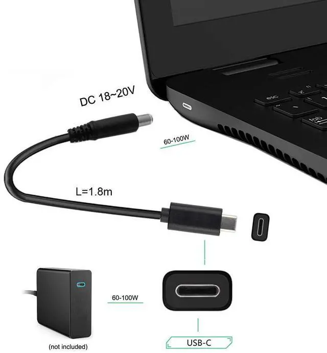 Alt view image 4 of 7 - BUCIER Type C USB-C Input to 20V DC 5.5 2.1mm Power PD Charge Cable for Laptop Notebook