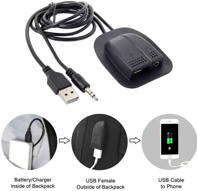 Alt view image 5 of 5 - BUCIER Backpack USB 2.0 & Audio 3.5mm Charging Extension Cable Practical Convenient Outdoor Travel Camping External