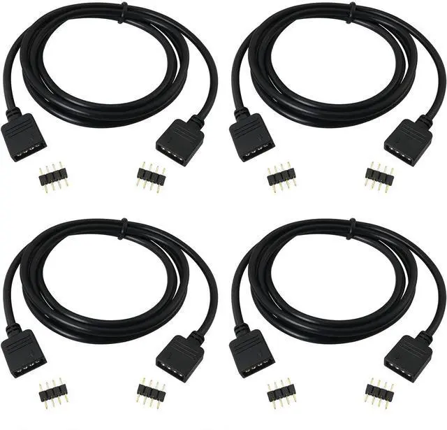 Main image of BUCIER 4PCS 4 Pin LED Connector RGB Extension Cable LED Strip Connector Extension Cable Cord Wire for Lamp Strip Conversion RGB LED Light Strip