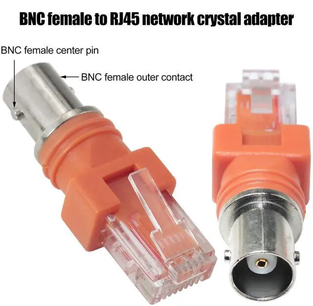 Alt view image 2 of 5 - BUCIER 2PCS BNC to RJ45 Cable Adapter Network Crystal Head Orange Core Pure Copper Tinned Connector Coupler Adapter for Data Transmission Video Surveillance