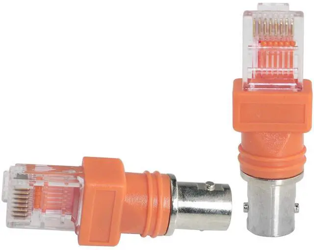 Alt view image 4 of 5 - BUCIER 2PCS BNC to RJ45 Cable Adapter Network Crystal Head Orange Core Pure Copper Tinned Connector Coupler Adapter for Data Transmission Video Surveillance