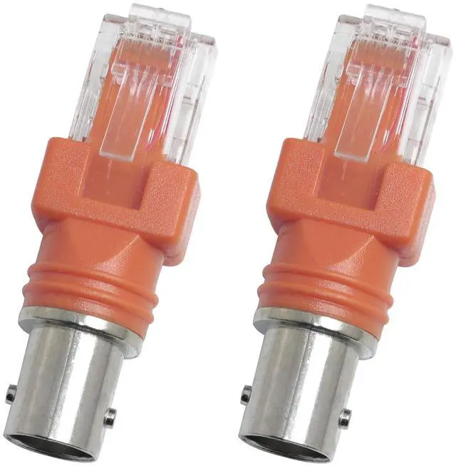 Main image of BUCIER 2PCS BNC to RJ45 Cable Adapter Network Crystal Head Orange Core Pure Copper Tinned Connector Coupler Adapter for Data Transmission Video Surveillance