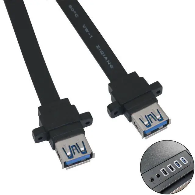 Alt view image 3 of 5 - BUCIER Dual Port USB 3.0 to 19pin Adapter Motherboard 19pin to Dual USB3.0 Extension Cable Length 0cm/11.81in Box Front Panel Cable