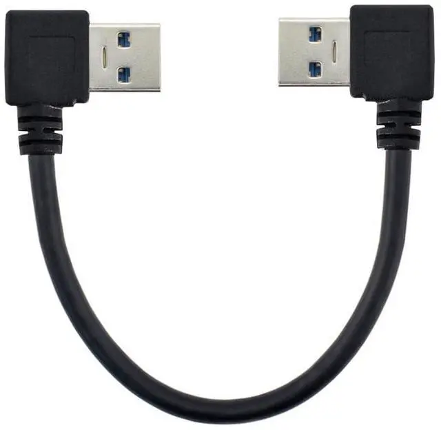 Main image of BUCIER USB 3.0 Type A Male 90 Degree Left Angled to USB 3.0 A Type Right Angled Extension Cable Dual Angled Type 20cm