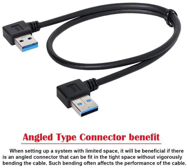 Alt view image 5 of 7 - BUCIER USB 3.0 Type A Male 90 Degree Left Angled to USB 3.0 A Type Right Angled Extension Cable Dual Angled Type 20cm