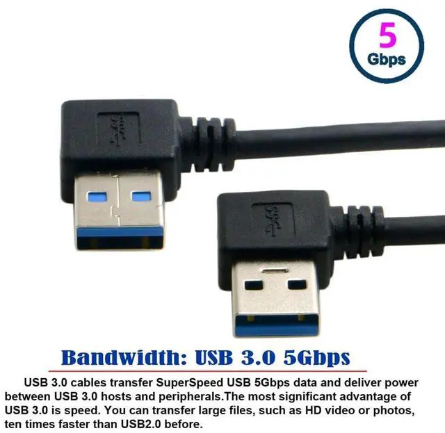 Alt view image 6 of 7 - BUCIER USB 3.0 Type A Male 90 Degree Left Angled to USB 3.0 A Type Right Angled Extension Cable Dual Angled Type 20cm