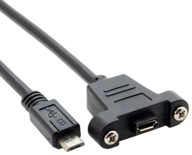 Alt view image 3 of 7 - BUCIER Micro USB 5Pin Male to Female Extension Panel Mount Type USB 2.0 Cable with Screws 0.5m (50cm)