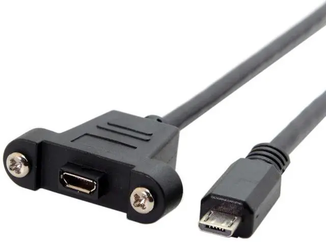 Alt view image 5 of 7 - BUCIER Micro USB 5Pin Male to Female Extension Panel Mount Type USB 2.0 Cable with Screws 0.5m (50cm)