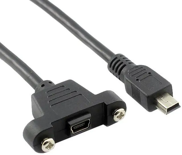 Main image of BUCIER Panel Mount Type Mini USB2.0 5Pin Male to Female Extension Adapter Cable with Screws (50cm)